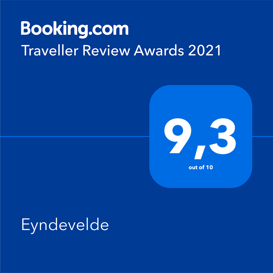 Booking.com Traveller Review Awards 2021 certificaat toont score 9,3 uit 10 voor Eyndevelde