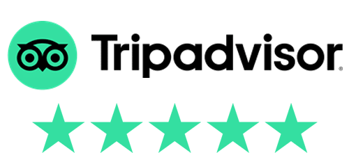TripAdvisor logo met vijf groene sterren - klantbeoordelingen voor Eyndevelde vakantiewoning