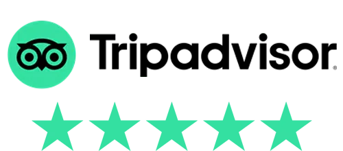 TripAdvisor logo met vijf groene sterren - klantbeoordelingen voor Eyndevelde vakantiewoning